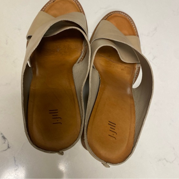 J Jill Women’s Open Toe Criss Cross Strap Wedge Sandals Beige Leather Size 11 - Picture 14 of 16